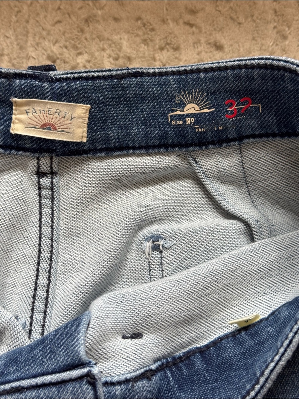 Faherty Blue Straight Jeans - Mid Wash Denim